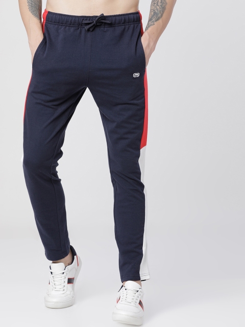 Ecko Unltd Men Navy Blue & Red Solid Slim-Fit Track Pants