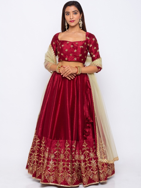 6Y COLLECTIVE Maroon & Gold-Toned Embroidered Unstitched Lehenga & Blouse with Dupatta
6Y COLLECTIVE Maroon & Gold-Toned Embroidered Unstitched Lehenga & Blouse with Dupatta