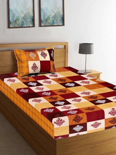 Tistabene Red & Brown Ethnic Motifs 180 TC Cotton 1 Single Bedsheet with 1 Pillow Covers
Tistabene Red & Brown Ethnic Motifs 180 TC Cotton 1 Single Bedsheet with 1 Pillow Covers