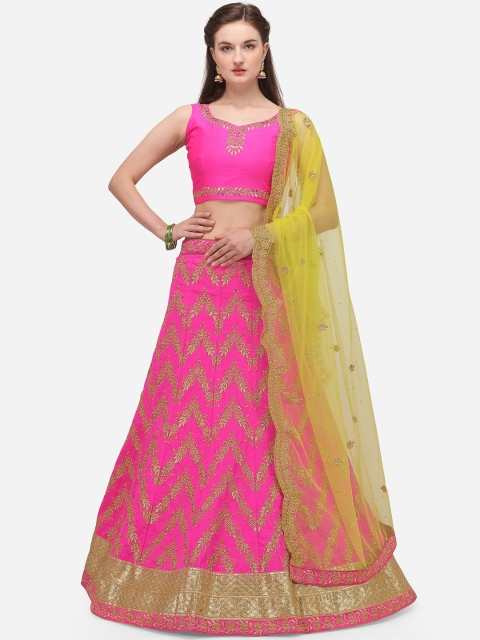 Aasvaa Pink & Yellow Embellished Semi-Stitched Lehenga & Unstitched Blouse with Dupatta
Aasvaa Pink & Yellow Embellished Semi-Stitched Lehenga & Unstitched Blouse with Dupatta