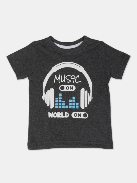 Cherokee Boys Charcoal Printed Round Neck T-shirt