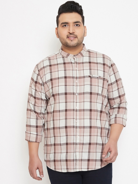 Instafab Plus Men Pink Regular Fit Checked Casual Shirt