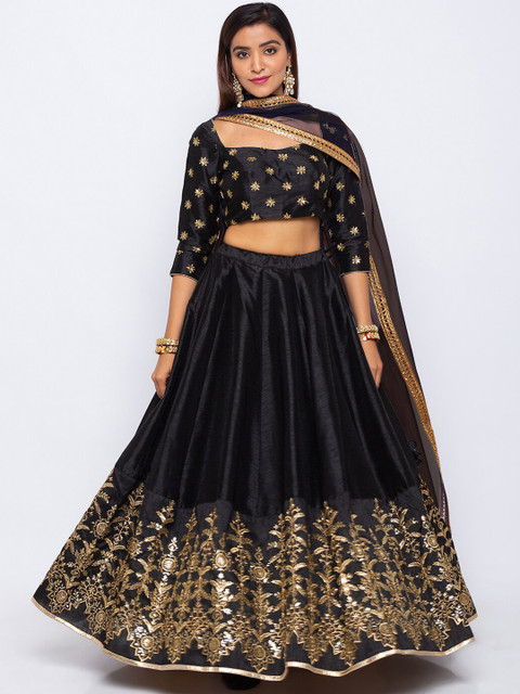 6Y COLLECTIVE Black & Gold-Toned Semi-stitched Lehenga-unstitched blouse &dupatta
6Y COLLECTIVE Black & Gold-Toned Semi-stitched Lehenga-unstitched blouse &dupatta