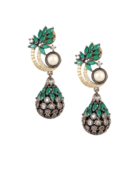 Adwitiya Collection Silver-Toned Contemporary Drop Earrings