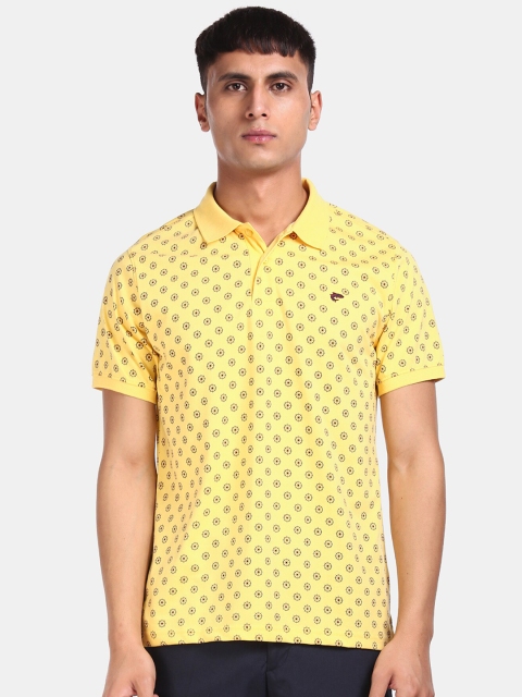 Ruggers Men Yellow Printed Polo Collar T-shirt