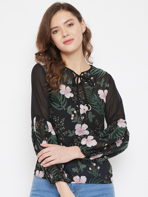 Madame Black & Pink Floral Printed Regular Top
Madame Black & Pink Floral Printed Regular Top