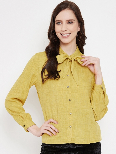 Madame Women Yellow Shirt Style Top