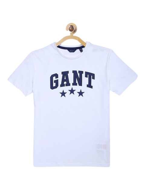 GANT Boys White Printed Round Neck T-shirt