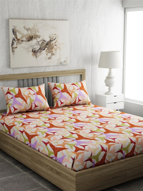 EverHOME Multicoloured Abstract 210 TC Cotton 1 Queen Bedsheet with 2 Pillow Covers, Multi
EverHOME Multicoloured Abstract 210 TC Cotton 1 Queen Bedsheet with 2 Pillow Covers, Multi
