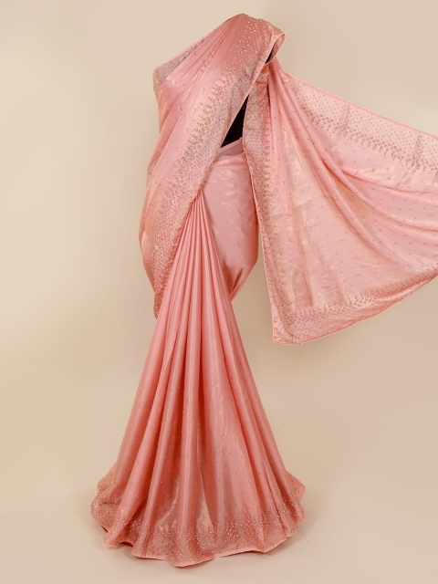 Pothys Pink Embellished Satin Saree