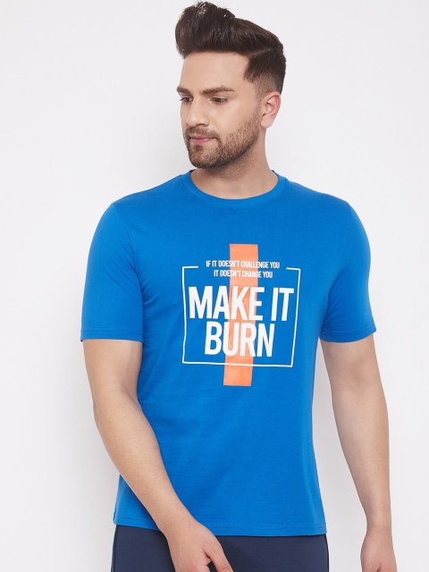 Austin wood Men Blue Printed Round Neck T-shirt