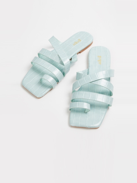 Ginger by Lifestyle Women Sea Green Solid PU One Toe Flats
