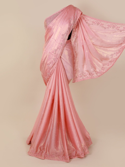 Pothys Pink Embellished Satin Saree