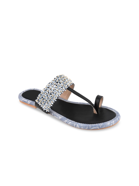 KALTHEOS Women Black Solid One Toe Flats