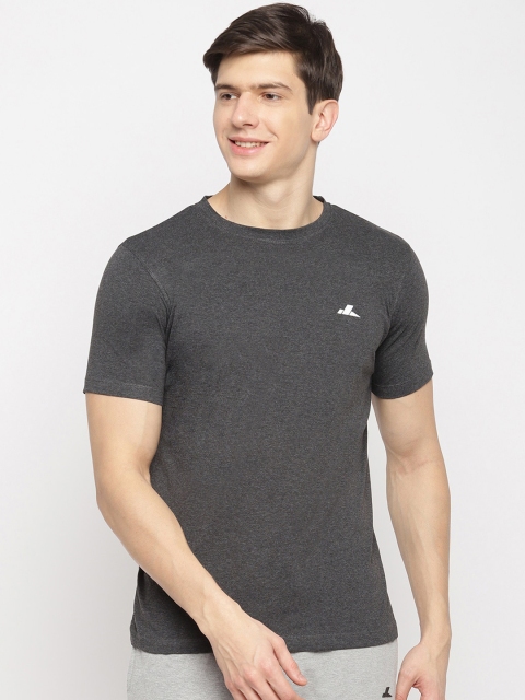SPARROWHAWK Men Charcoal Solid Round Neck T-shirt