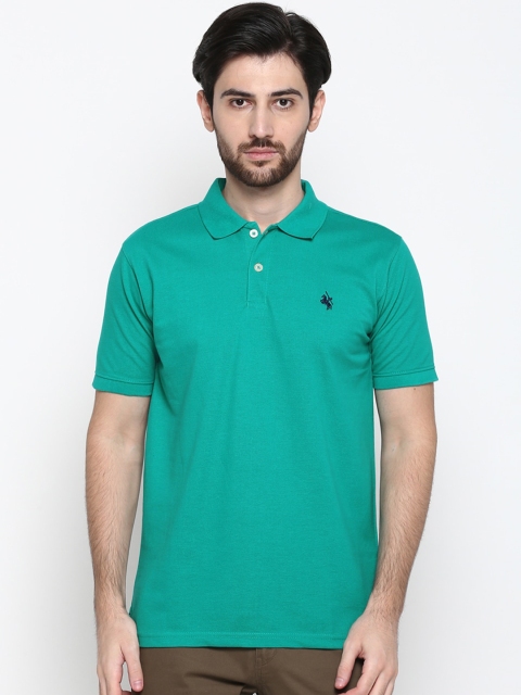 Cantabil Men Green Solid Polo Collar T-shirt