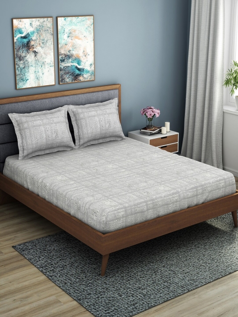 SPACES Grey & White Ethnic Motifs 144 TC Cotton 1 Queen Bedsheet with 2 Pillow Covers
SPACES Grey & White Ethnic Motifs 144 TC Cotton 1 Queen Bedsheet with 2 Pillow Covers