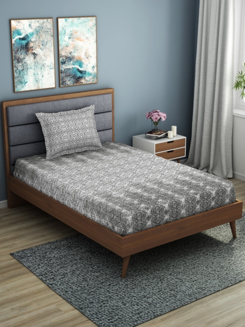 SPACES Grey & White Ethnic Motifs 144 TC Cotton 1 Single Bedsheet with 1 Pillow Covers
SPACES Grey & White Ethnic Motifs 144 TC Cotton 1 Single Bedsheet with 1 Pillow Covers