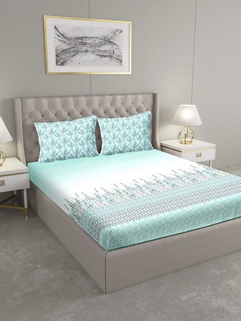 BELLA CASA Turquoise Blue & White Floral 124 TC Cotton 1 King Bedsheet with 2 Pillow Covers
BELLA CASA Turquoise Blue & White Floral 124 TC Cotton 1 King Bedsheet with 2 Pillow Covers