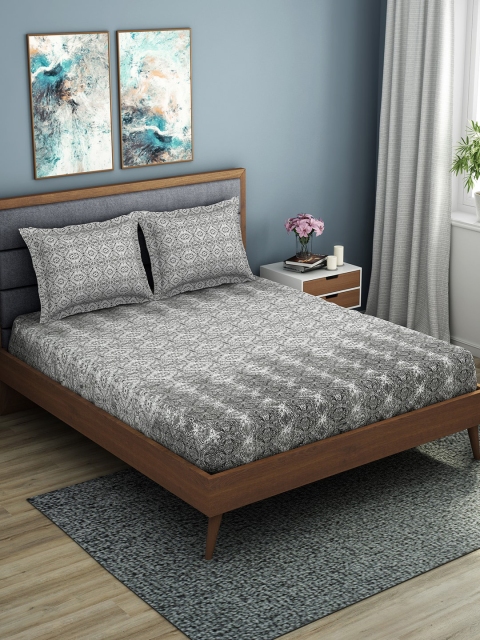SPACES Grey & White Ethnic Motifs 144 TC Cotton 1 Queen Bedsheet with 2 Pillow Covers
SPACES Grey & White Ethnic Motifs 144 TC Cotton 1 Queen Bedsheet with 2 Pillow Covers
