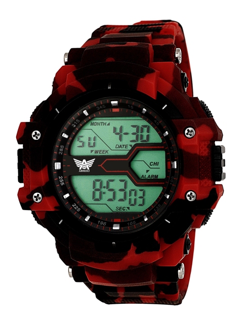 Abrexo Men Red & Black Camouflage Printed Digital Watch Abx1019