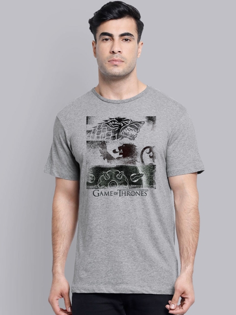 Free Authority Men Grey Game Of Thrones Printed Round Neck T-shirt