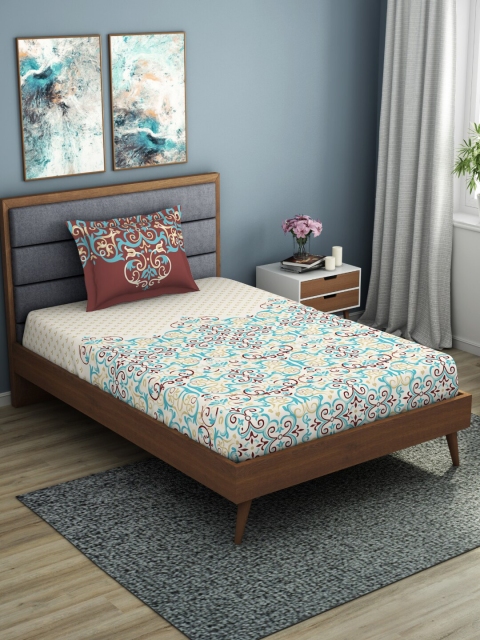 SPACES Cream & Brown Ethnic Motifs 144 TC Cotton 1 Single Bedsheet with 1 Pillow Covers
SPACES Cream & Brown Ethnic Motifs 144 TC Cotton 1 Single Bedsheet with 1 Pillow Covers