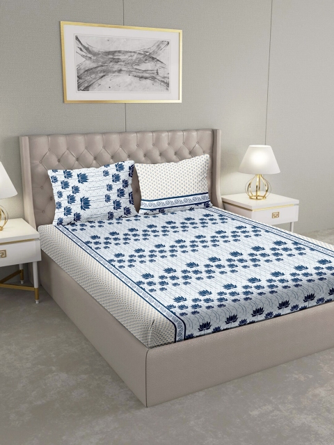 BELLA CASA White & Blue Ethnic Motifs 124 TC Cotton 1 King Bedsheet with 2 Pillow Covers
BELLA CASA White & Blue Ethnic Motifs 124 TC Cotton 1 King Bedsheet with 2 Pillow Covers