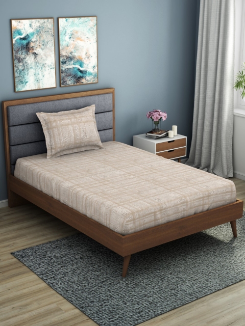 SPACES Beige & White Ethnic Motifs 144 TC Cotton 1 Single Bedsheet with 1 Pillow Covers
SPACES Beige & White Ethnic Motifs 144 TC Cotton 1 Single Bedsheet with 1 Pillow Covers