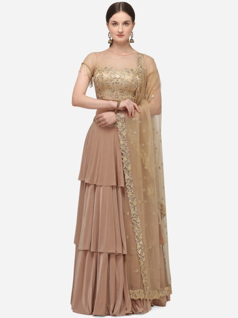 NAKKASHI Taupe & Gold-Toned Embellished Semi-Stitched Lehenga & Unstitched Blouse with Dupatta
NAKKASHI Taupe & Gold-Toned Embellished Semi-Stitched Lehenga & Unstitched Blouse with Dupatta