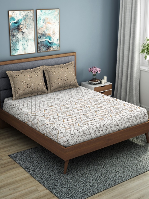 SPACES White & Brown Geometric 144 TC Cotton 1 Queen Bedsheet with 2 Pillow Covers
SPACES White & Brown Geometric 144 TC Cotton 1 Queen Bedsheet with 2 Pillow Covers
