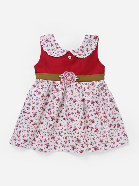 The Magic Wand Girls Red Printed Fit and Flare Dress