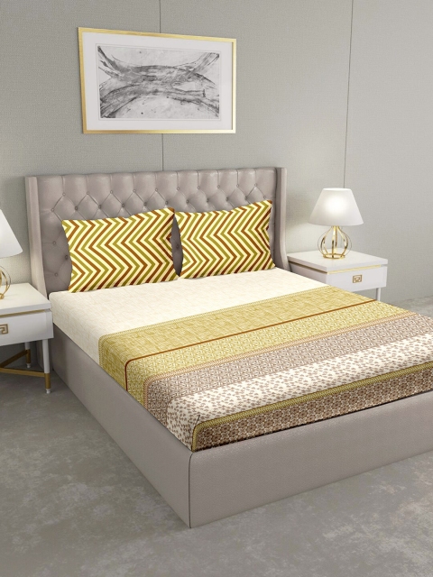 BELLA CASA Beige & Green Geometric 124 TC Cotton 1 King Bedsheet with 2 Pillow Covers
BELLA CASA Beige & Green Geometric 124 TC Cotton 1 King Bedsheet with 2 Pillow Covers