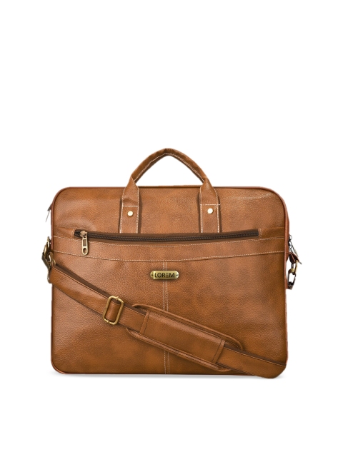 LOREM Unisex Tan Textured Laptop Bag