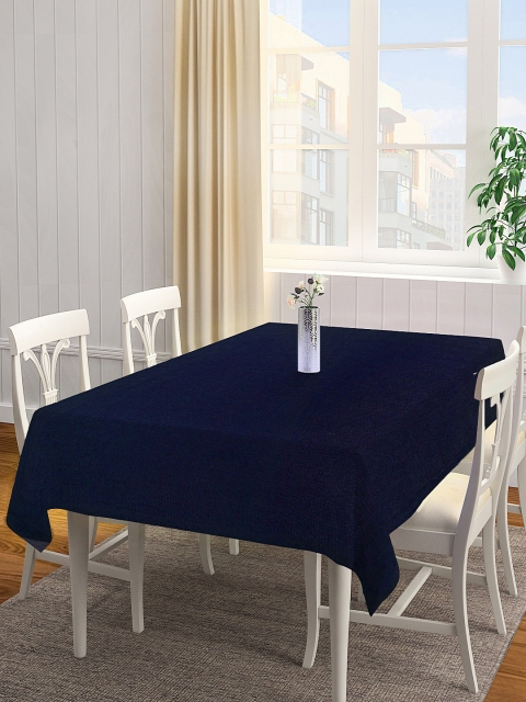 KLOTTHE Blue Solid Rectangular Table Cover, Navy blue