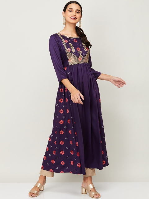 Melange By Lifestyle Women Purple Anarkali Kurta