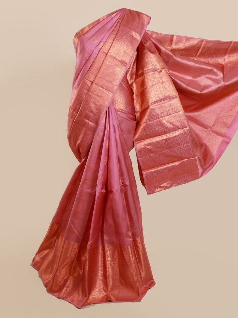 Pothys Pink & Gold-Toned Pure Silk Woven Design Kanjeevaram Saree