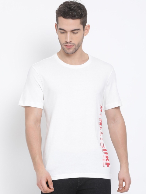 Club York Men White Printed Round Neck T-shirt