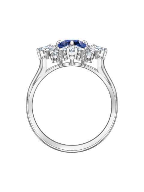 SWAROVSKI Palace Motif Ring, Blue, Rhodium plated 55