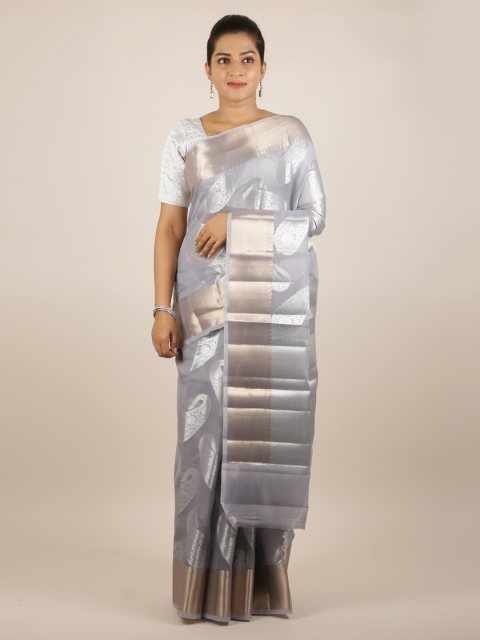 Pothys Grey Woven Design Silk Cotton Saree