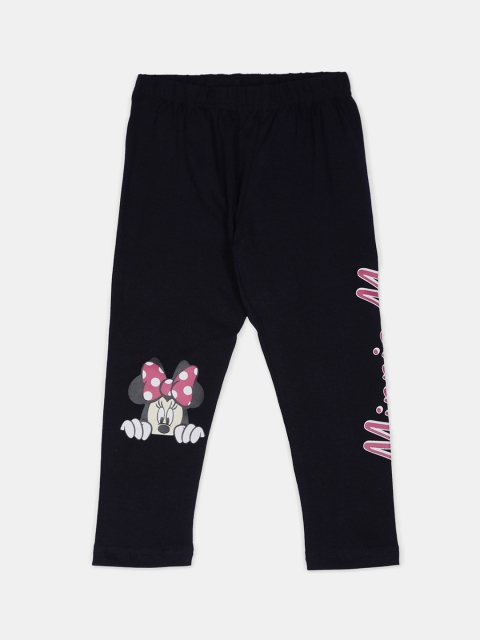 Colt Girls Navy Blue & Pink Printed Ankle-Length Leggings
