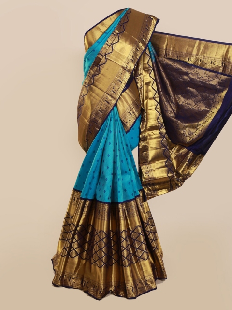 Pothys Blue Pure Silk Woven Design Kanjeevaram Saree
