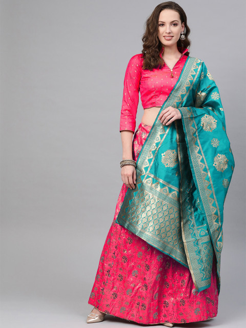 Chhabra 555 Pink & Sea Green Woven Design Semi-Stitched Lehenga & Unstitched Blouse with Dupatta
Chhabra 555 Pink & Sea Green Woven Design Semi-Stitched Lehenga & Unstitched Blouse with Dupatta