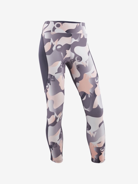 Domyos By Decathlon Girls Grey & Cream-Coloured Printed Ankle-Length Gym Leggings