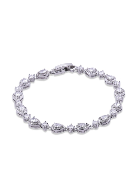 shaze Silver-Toned Rhodium-Plated Link Bracelet