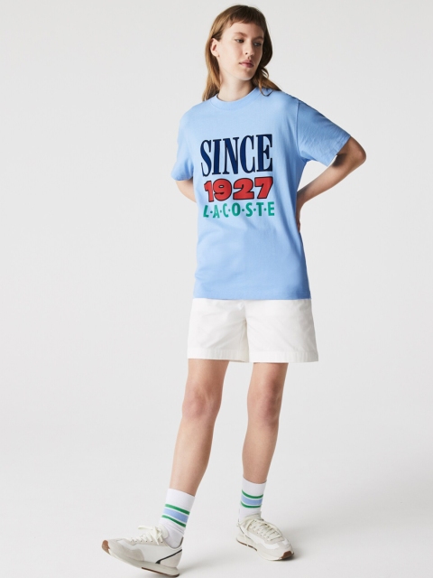 Lacoste Unisex Blue Brand Logo Printed Round Neck T-shirt