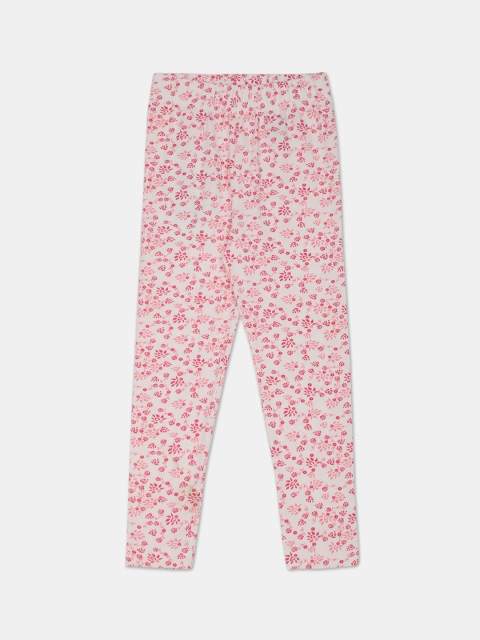 Cherokee Girls Off-White & Pink Printed Ankle-Length Leggings