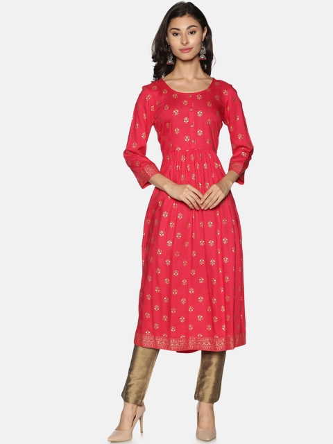 Saffron Threads Women Red Ethnic Motifs Kurta