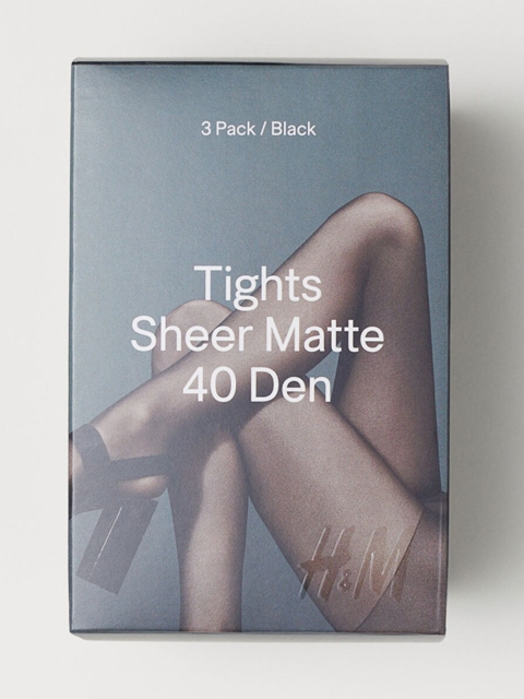 H&M Women Black 3-pack 40 Denier Tights