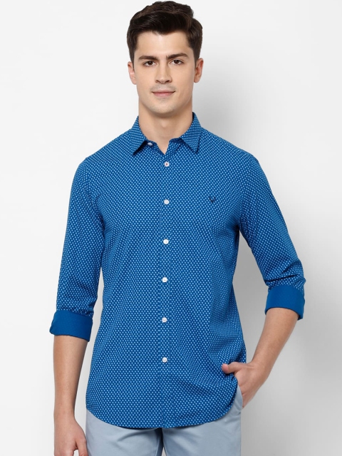 Allen Solly Men Blue Slim Fit Printed Casual Cotton Shirt